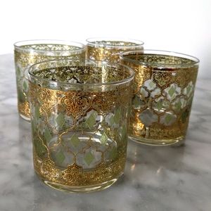 4 vintage cocktail rocks glasses
